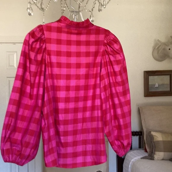 Vilagallo precious Tatiana fuchsia and berry red check top - Picture 6 of 12